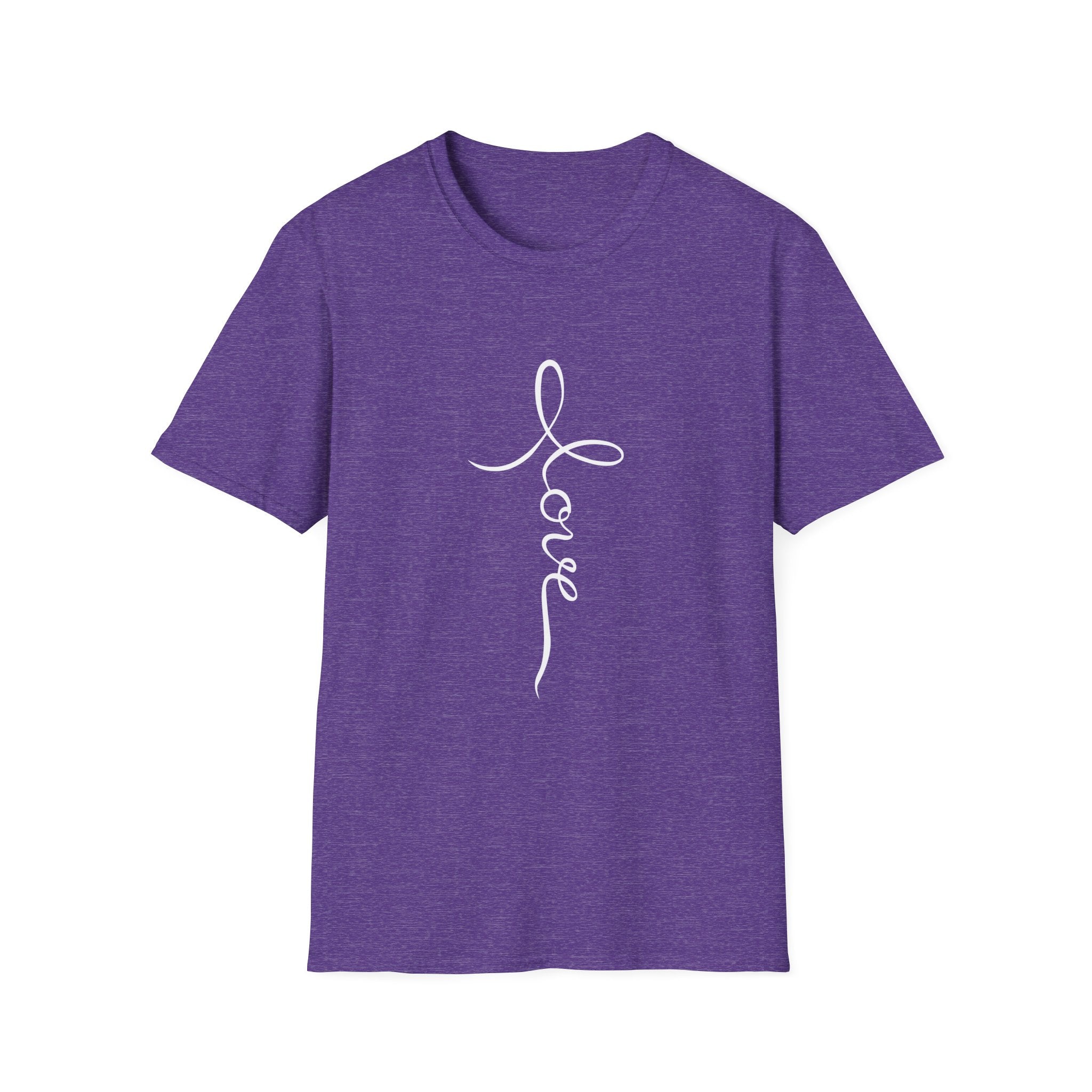 Vertical 'Love' Cross Christian T-Shirt — Faith Tee for Believers