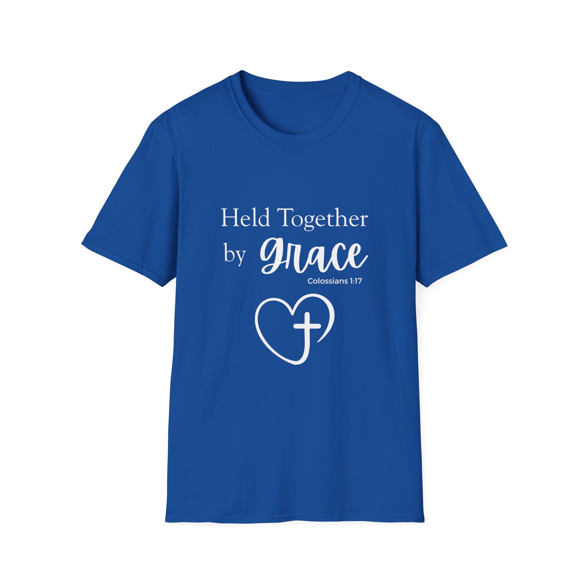 Held Together by Grace T-Shirt — Christian Heart Cross, Colossians 1:17