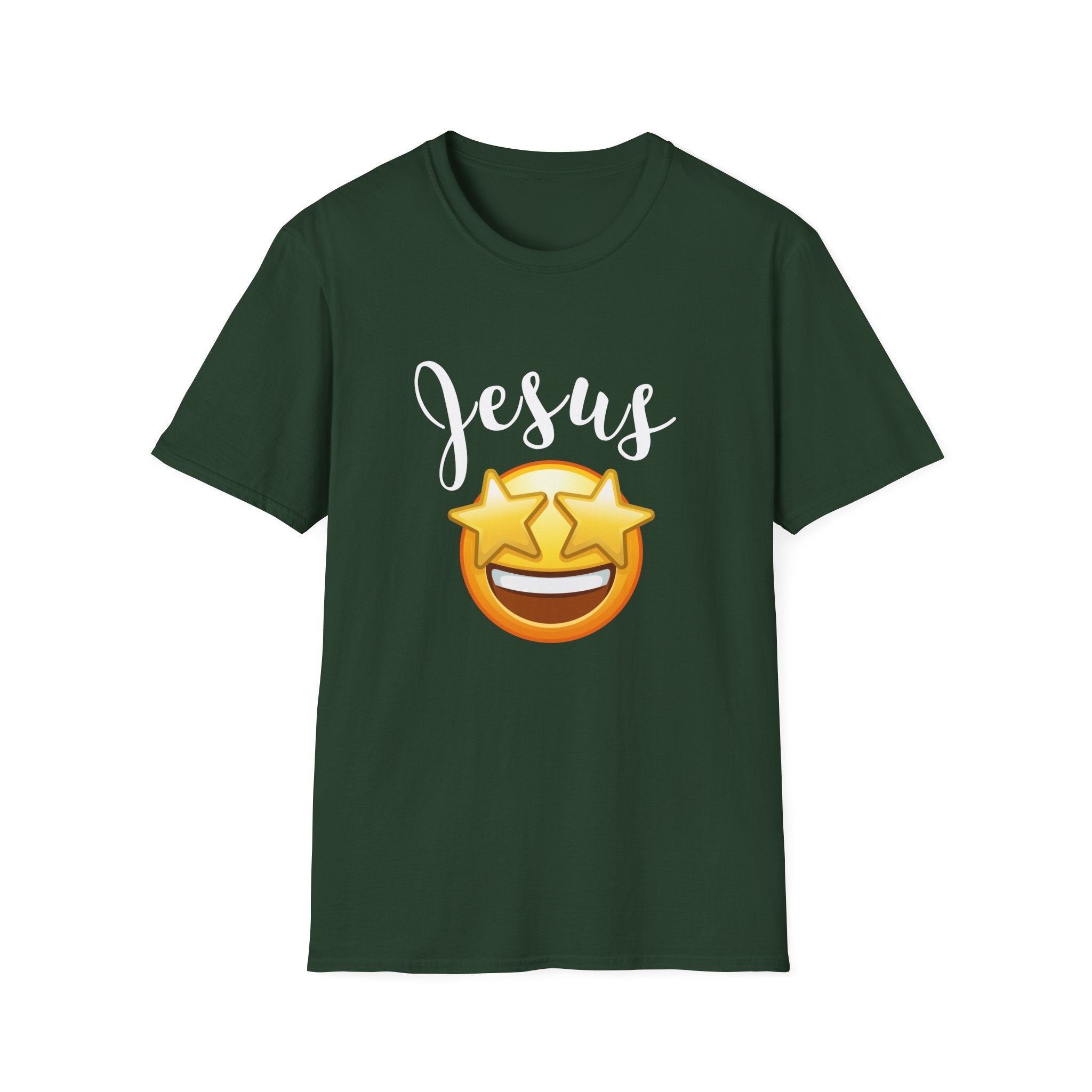 Jesus Emoji Star-Eyes T-Shirt — Casual Christian Faith Tee