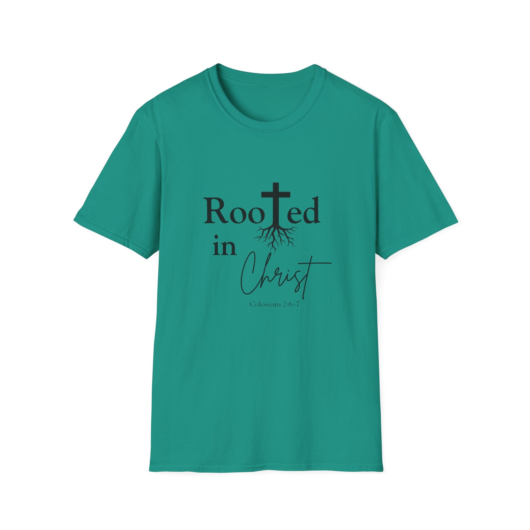 Rooted in Christ Cross & Roots T-Shirt — Christian Faith Tee