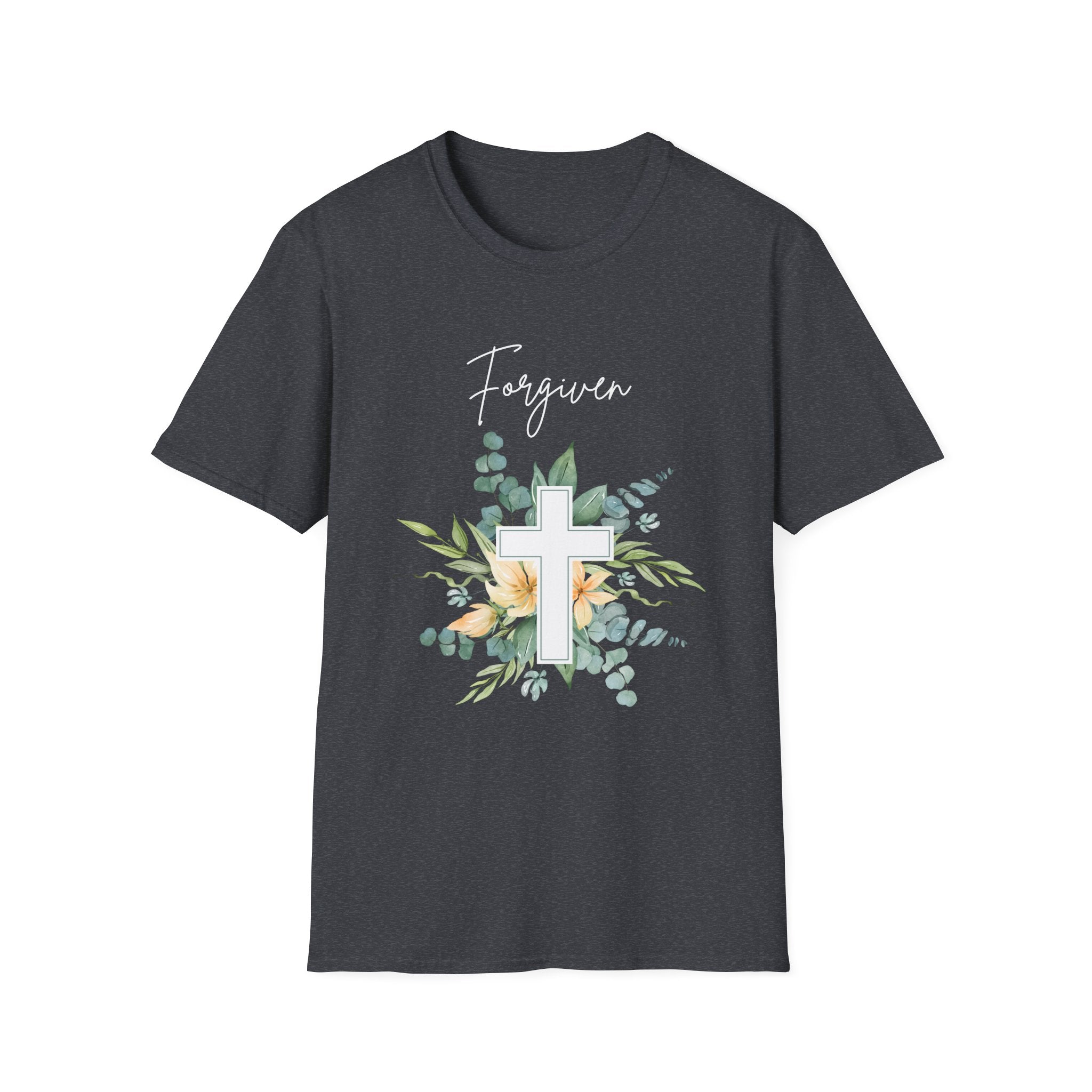 Forgiven Floral Cross T-Shirt | Watercolor Flower Christian Faith Tee