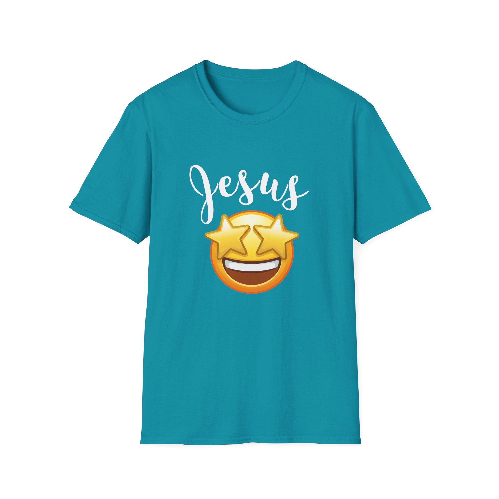 Jesus Emoji Star-Eyes T-Shirt — Casual Christian Faith Tee