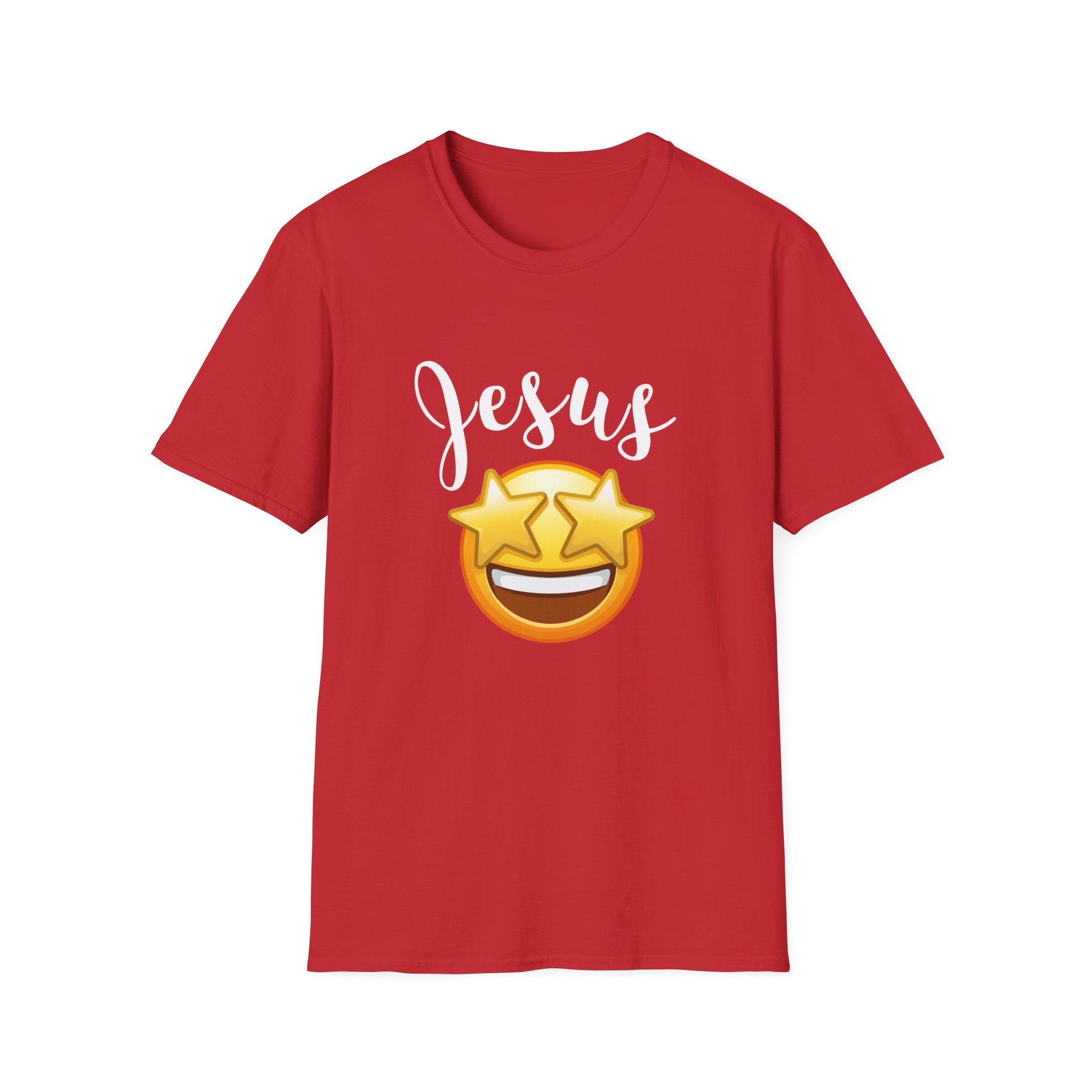 Jesus Emoji Star-Eyes T-Shirt — Casual Christian Faith Tee