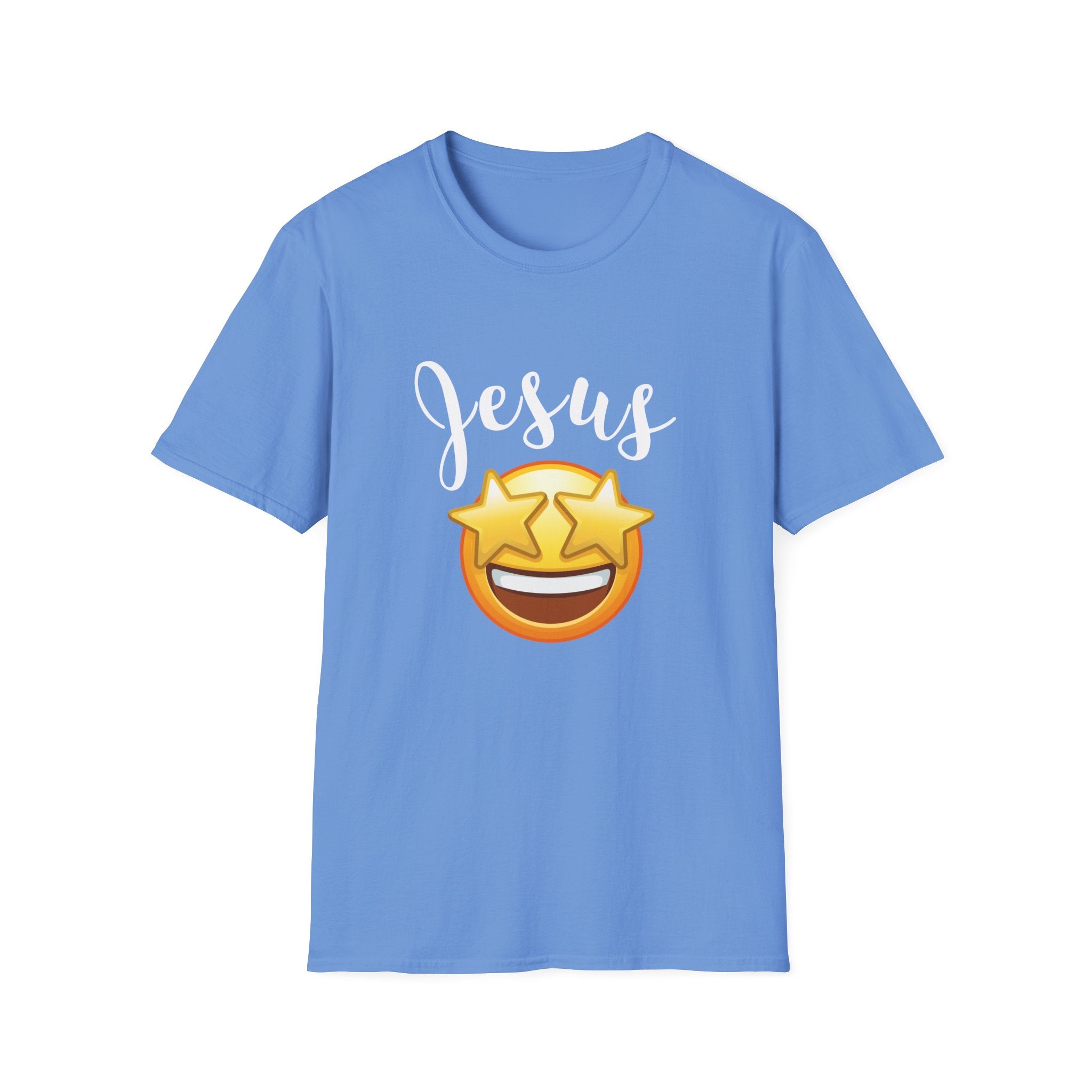 Jesus Emoji Star-Eyes T-Shirt — Casual Christian Faith Tee