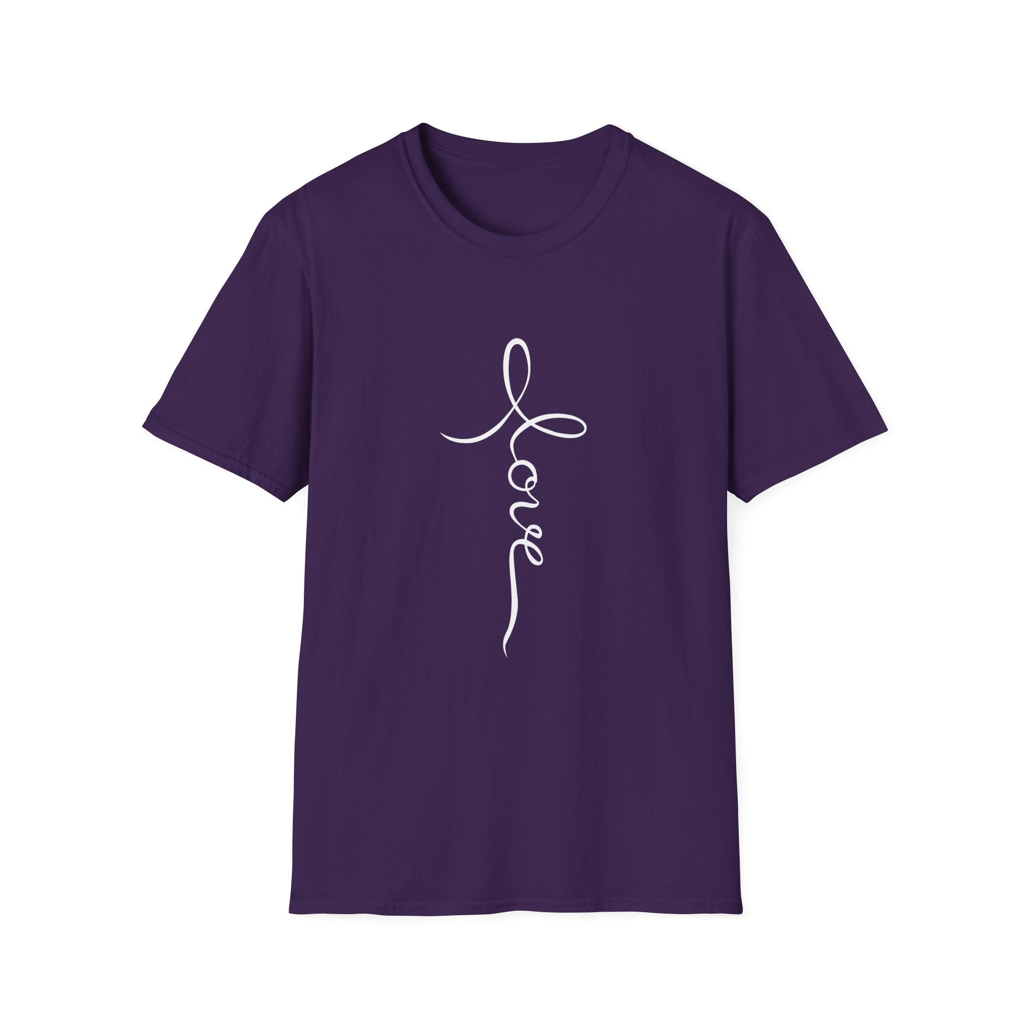 Vertical 'Love' Cross Christian T-Shirt — Faith Tee for Believers
