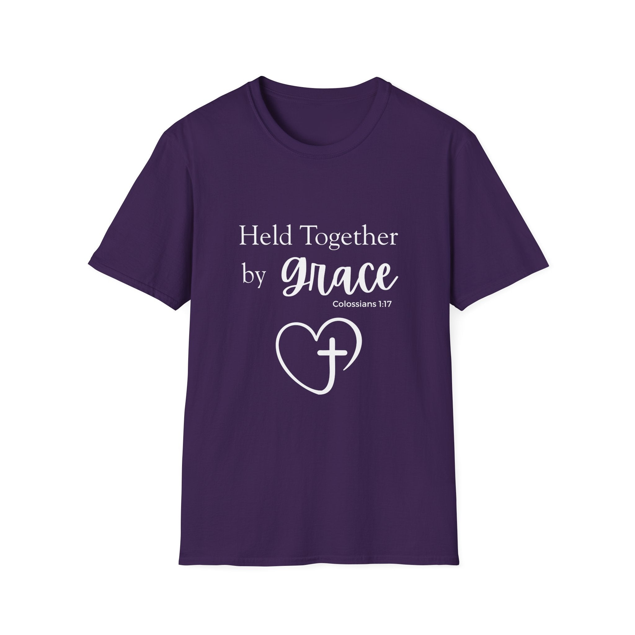 Held Together by Grace T-Shirt — Christian Heart Cross, Colossians 1:17