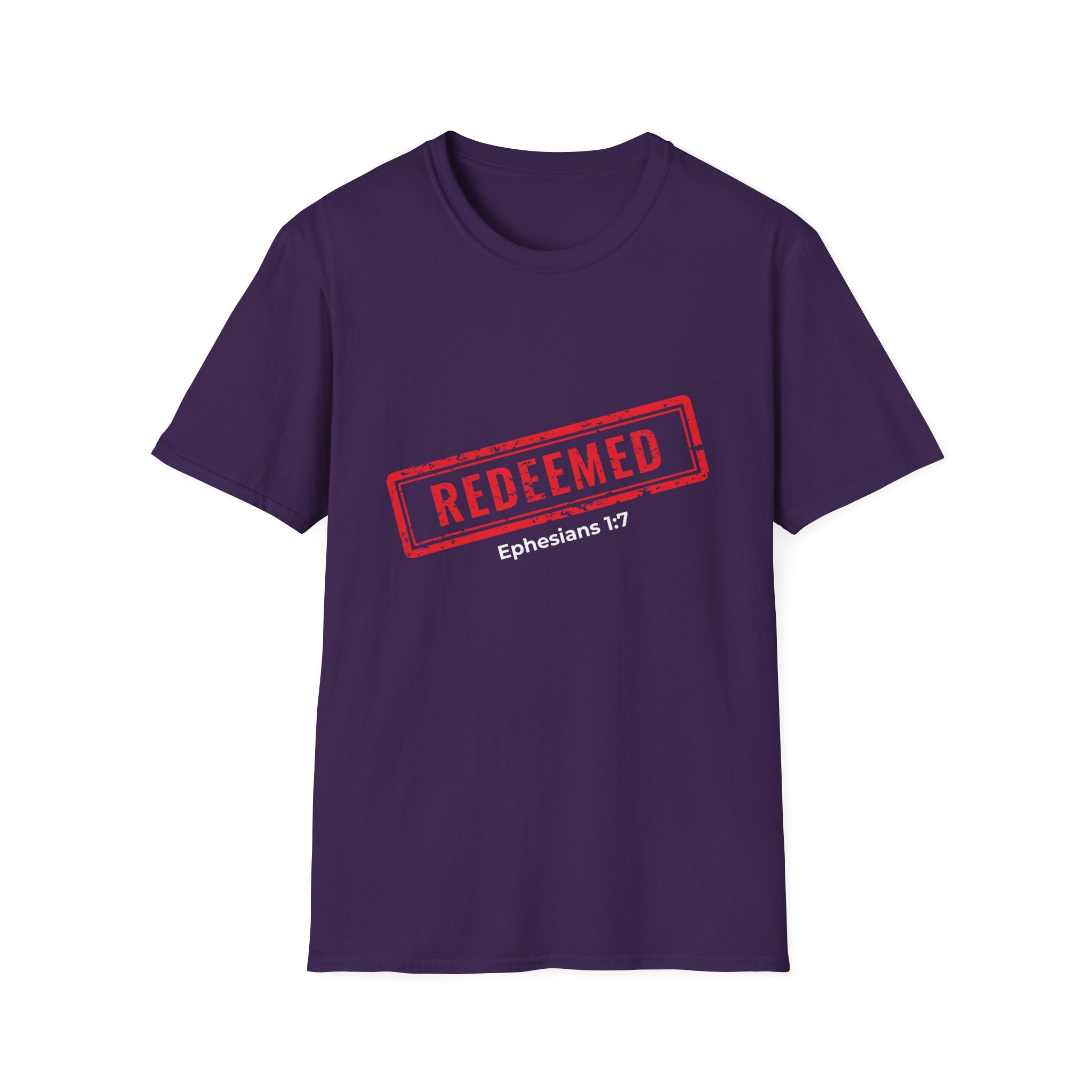 Redeemed stamp Ephesians 1:7 T-Shirt | Christian faith scripture tee