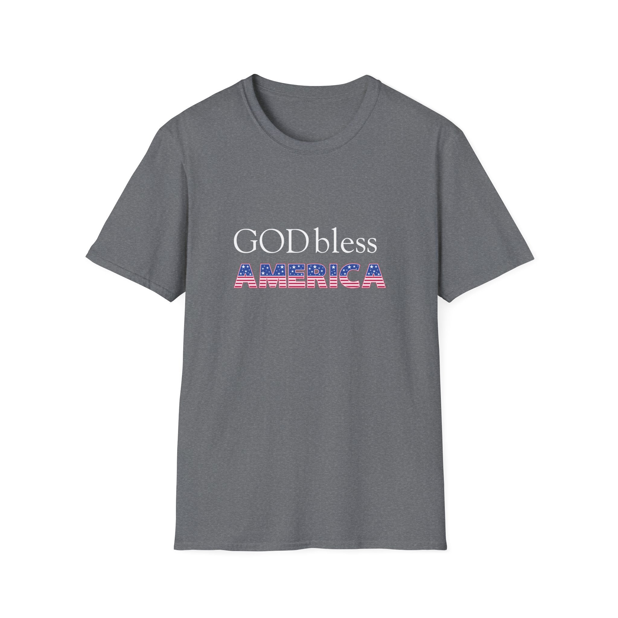 God Bless America T-Shirt — Patriotic American Flag Text Tee