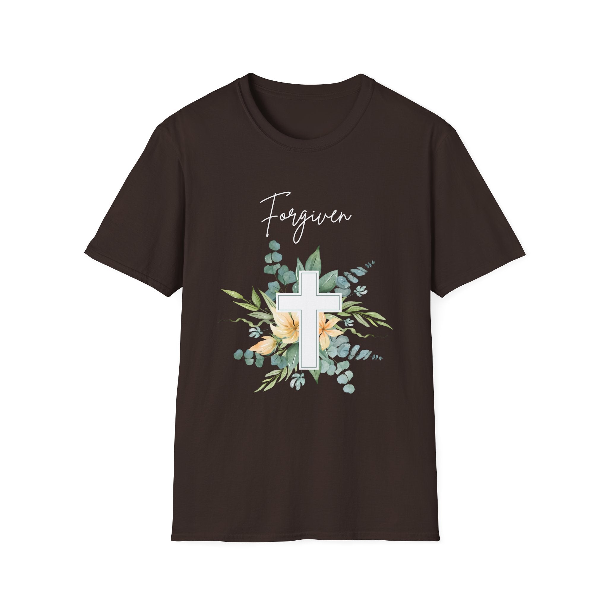 Forgiven Floral Cross T-Shirt | Watercolor Flower Christian Faith Tee
